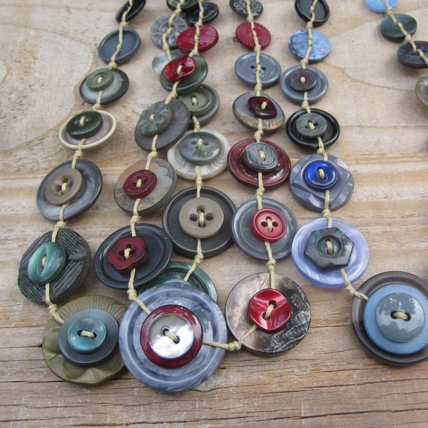 Muted Colours Button Necklaces